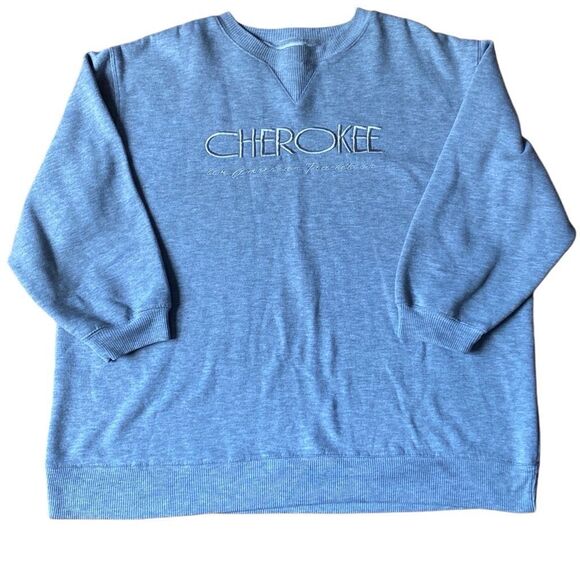 Cherokee Sweatshirt Large Grey Crew Neck VTG Relaxed Pullover Outdoors - Picture 1 of 6